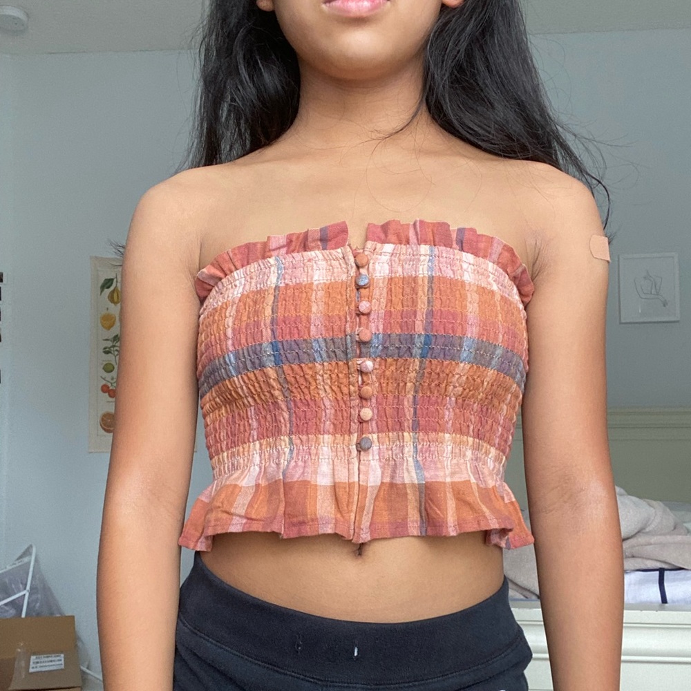plaid american eagle tube top